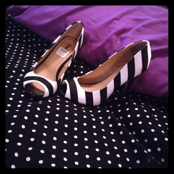black & white heels