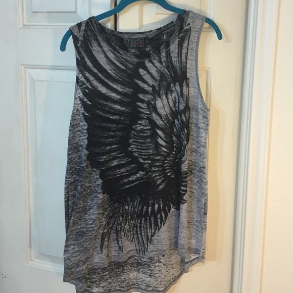 Grey Print Sleeveless Top