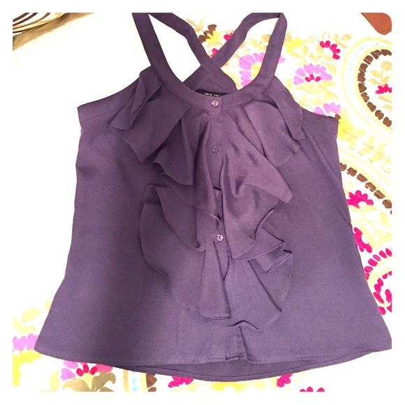 Purple Ruffle-Front Blouse