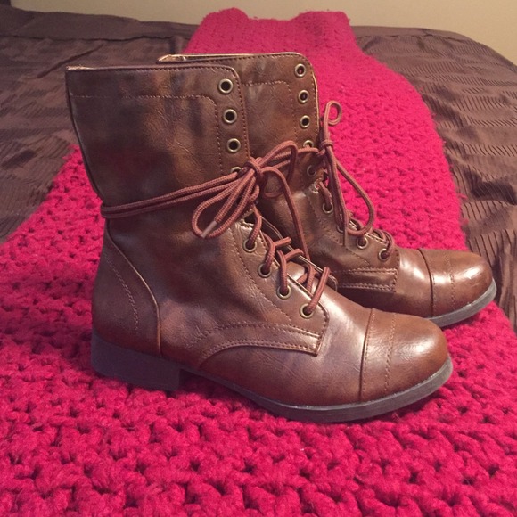 Cognac combat boots size 7.5