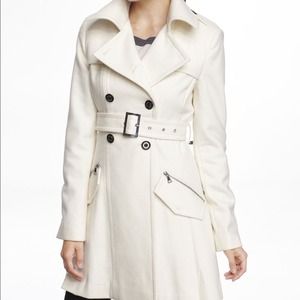 Wool Blend Fit and Flare Trench Winter Coat
