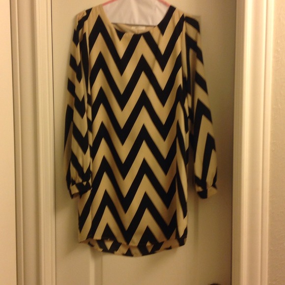 Chevron black and Cream dress