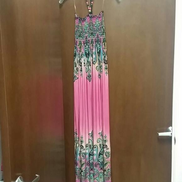 Pink paisley maxi dress