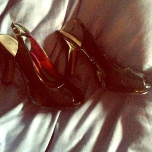Candies black leather heels