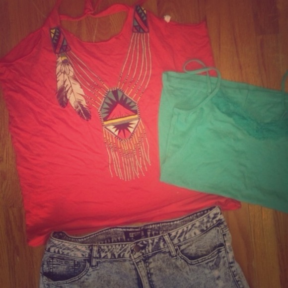 Tribal bead and feather tank