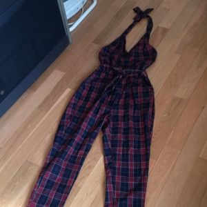 Backless plaid jumper