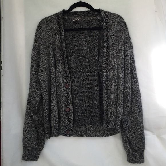 Oversized Gray Marled Grandpa Cardigan