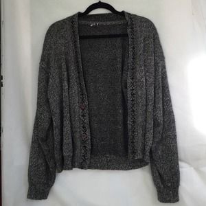 Oversized Gray Marled Grandpa Cardigan