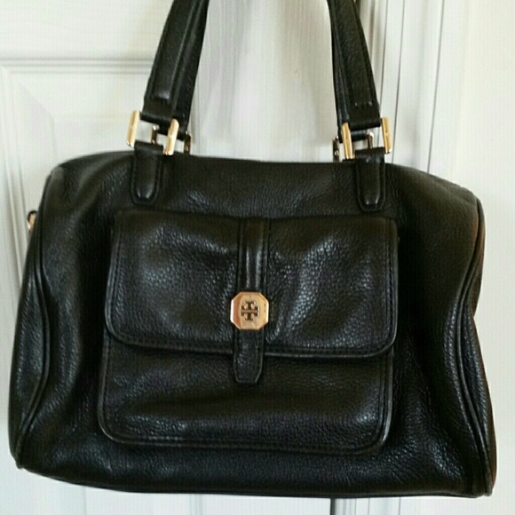 Authentic Tory Burch black leather bag firm