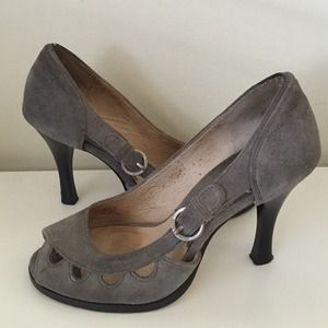 Michael Kors 'Olivia' Peep Toe Grey Suede Shoes