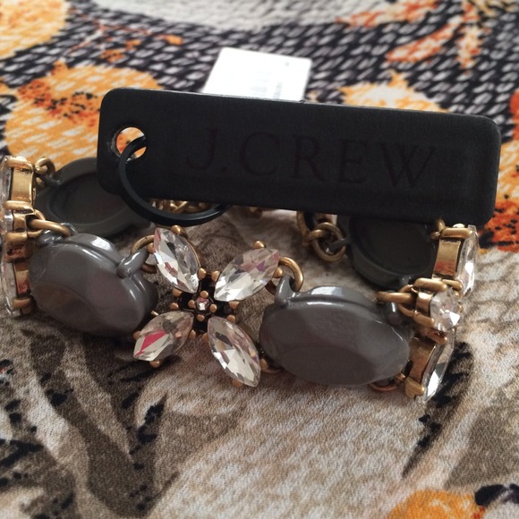 J. Crew Jewelry - SOLD J.Crew grey and clear stone gold bracelet