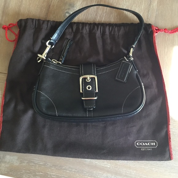 Black leather coach clutch! Like new
