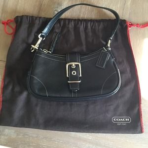 Black leather coach clutch! Like new