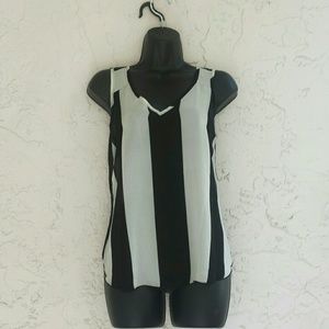 *SOLD* Agaci Black & White Striped Sheer Top