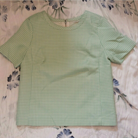 Mint Colored Textured Houndstooth Top - Picture 3 of 4