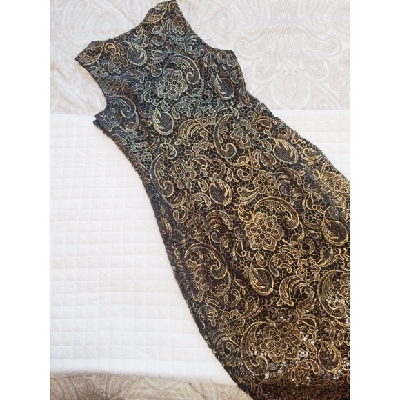 🚫sold in bundle🚫Black & Gold Midi dress🎀 - Picture 3 of 4