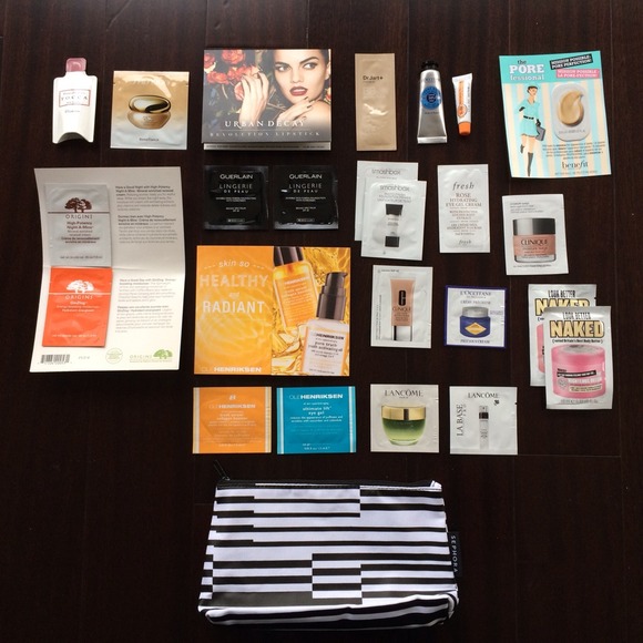 Sephora makeup pouch w/ deluxe and regular samples