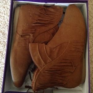 Brown fringe boots