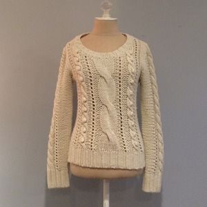 Beige barely worn cable knit sweater!
