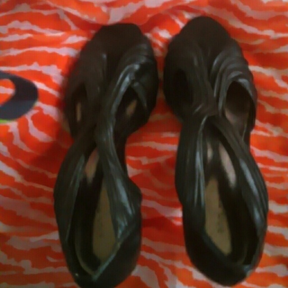 Black leather cut out heels