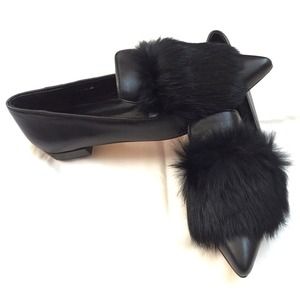 Embellished Rabbit Fur Loafers