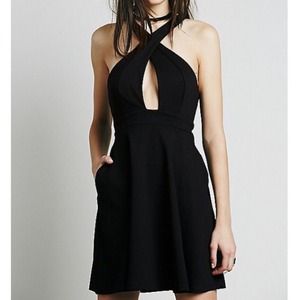 Free people cross front black dress