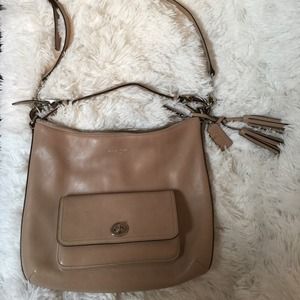 Coach hand bag purse tan