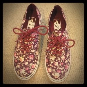 Maroon floral vans