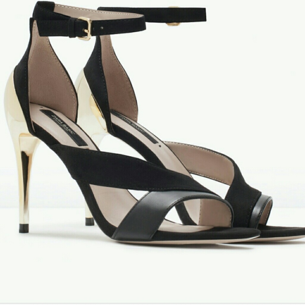 Zara metallic heel sandals