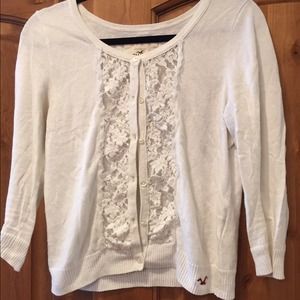 Lace panel cardigan