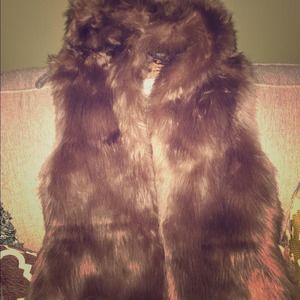 Faux Fur Hooded Vest NWOT