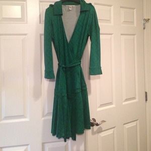 Diane Von Furstenberg Wrap Dress w/ pleated skirt