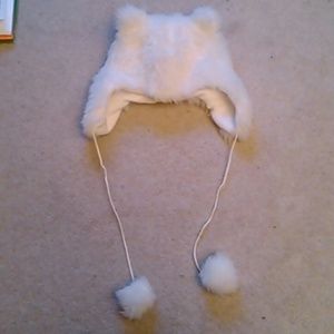 White cat ears winter hat.