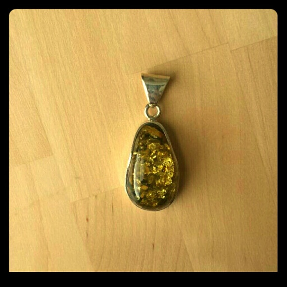 Green amber pendant