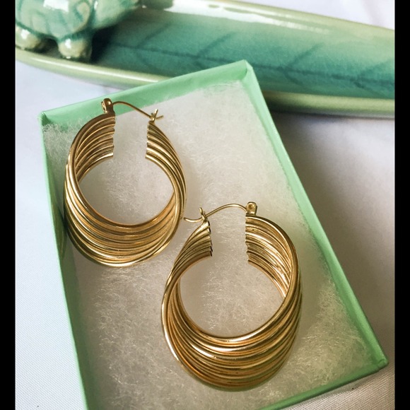 14K Gold Twist Hoop Earrings