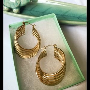 14K Gold Twist Hoop Earrings