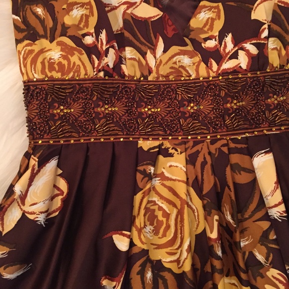 ❤SOLD❤️️Lovely Forever Brown Gold Dress S❤️ - Picture 3 of 4