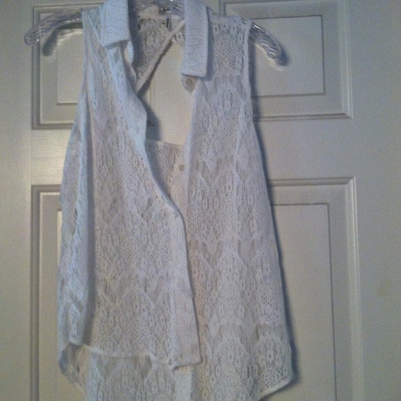 White Pacsun See Through Button up Blouse