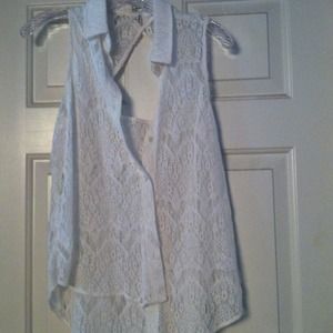 White Pacsun See Through Button up Blouse