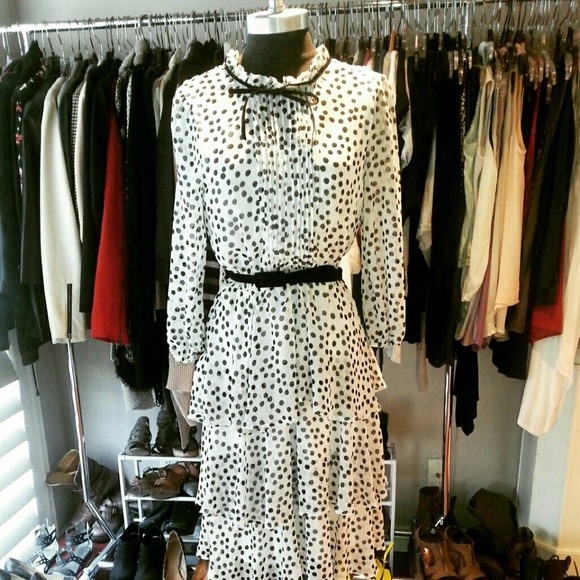 White/black polka dot dress.