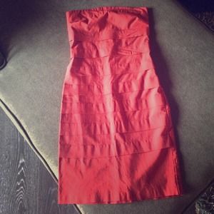 Ruby red strapless cocktail dress