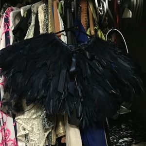 Asos Navy feather cape capelet