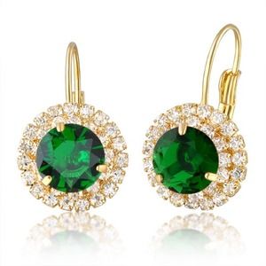Green Czech Crystal with zircon earrings