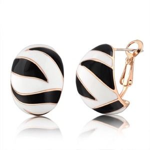 Black & white enamel earrings