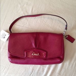 Coach red leather wristlet NWT