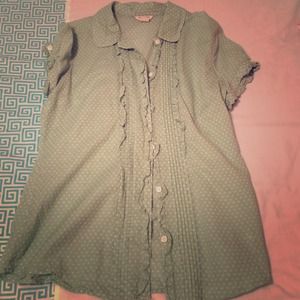 Mint polka dot blouse