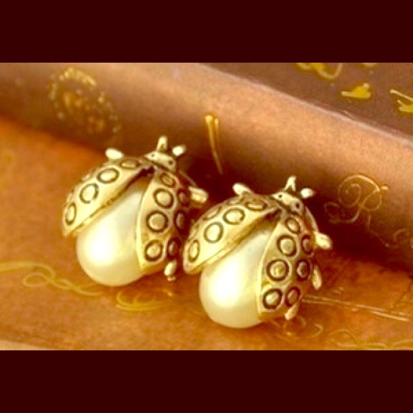 Lady bug stud earrings