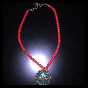 Lucky brand necklace with large teal pendant