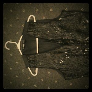 Black Satin Sequin vest
