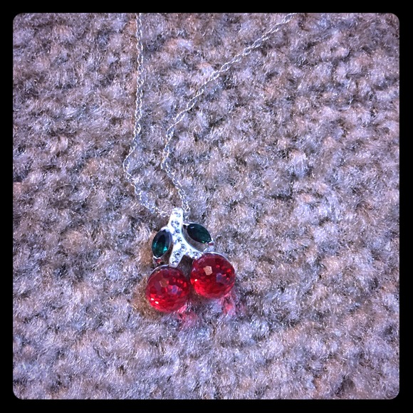 Sterling silver Swarovski cherry necklace